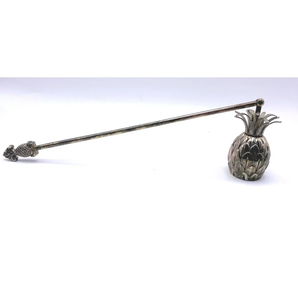 Vintage Pineapple Candle Snuffer 11 Inches Silver Tone Metal Hospitality Decor